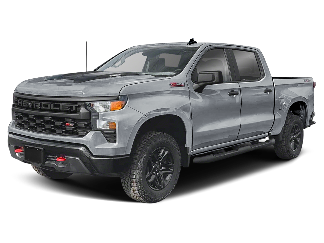 2025 Chevrolet Silverado 1500 Custom Trail Boss in Cypress Gray — front three-quarter view