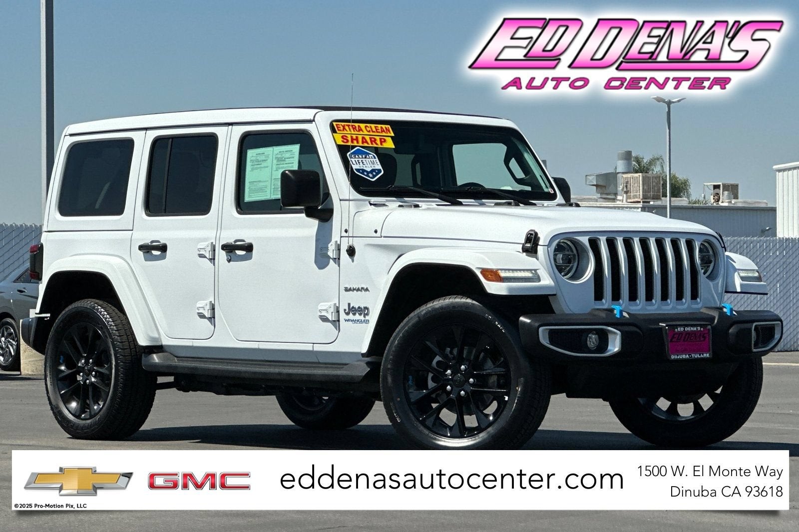 2022 Jeep Wrangler 4xe Unlimited Sahara in White — front three-quarter view