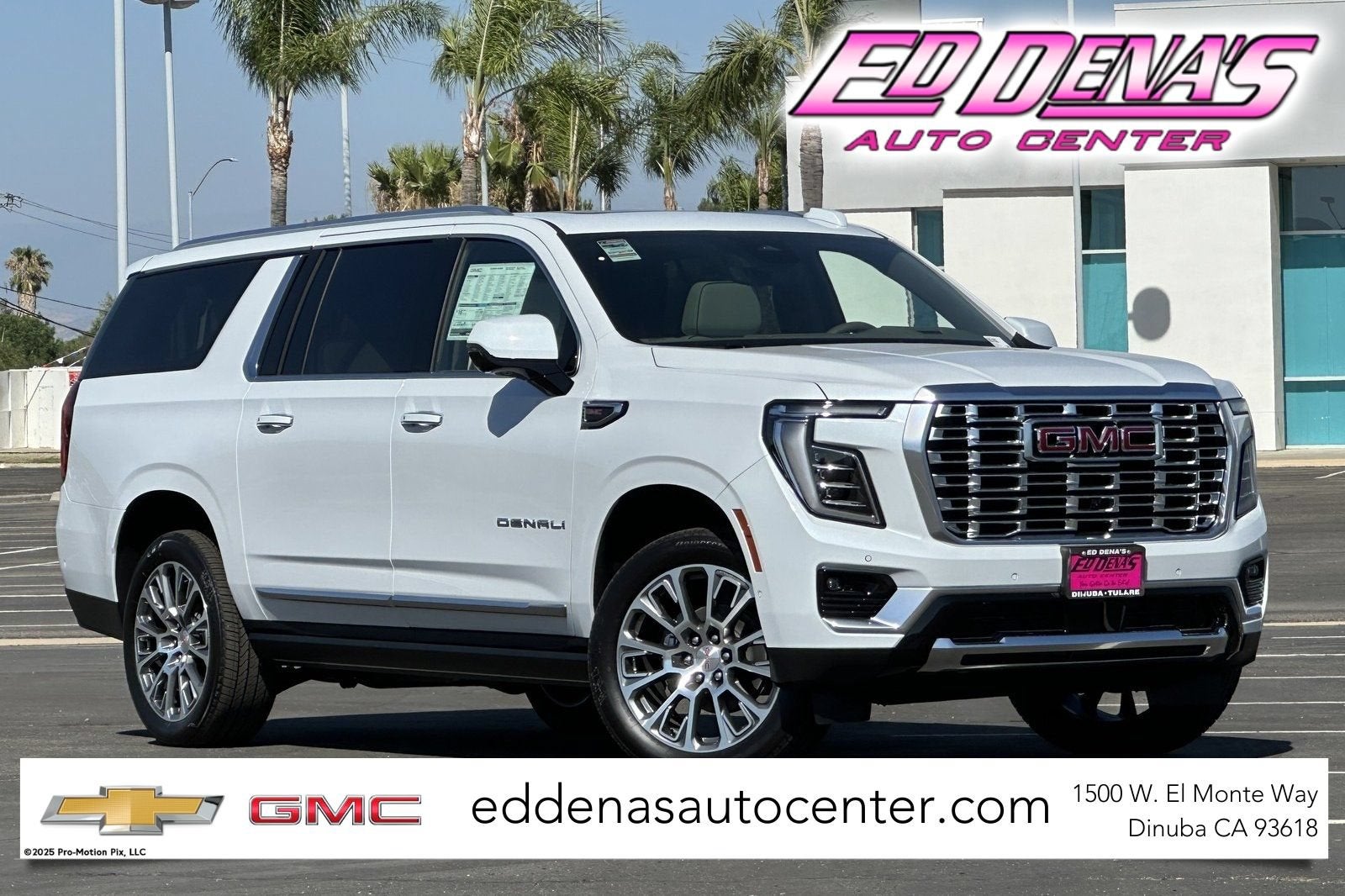 2026 GMC Yukon XL Denali in Glacier White Tricoat — front three-quarter view