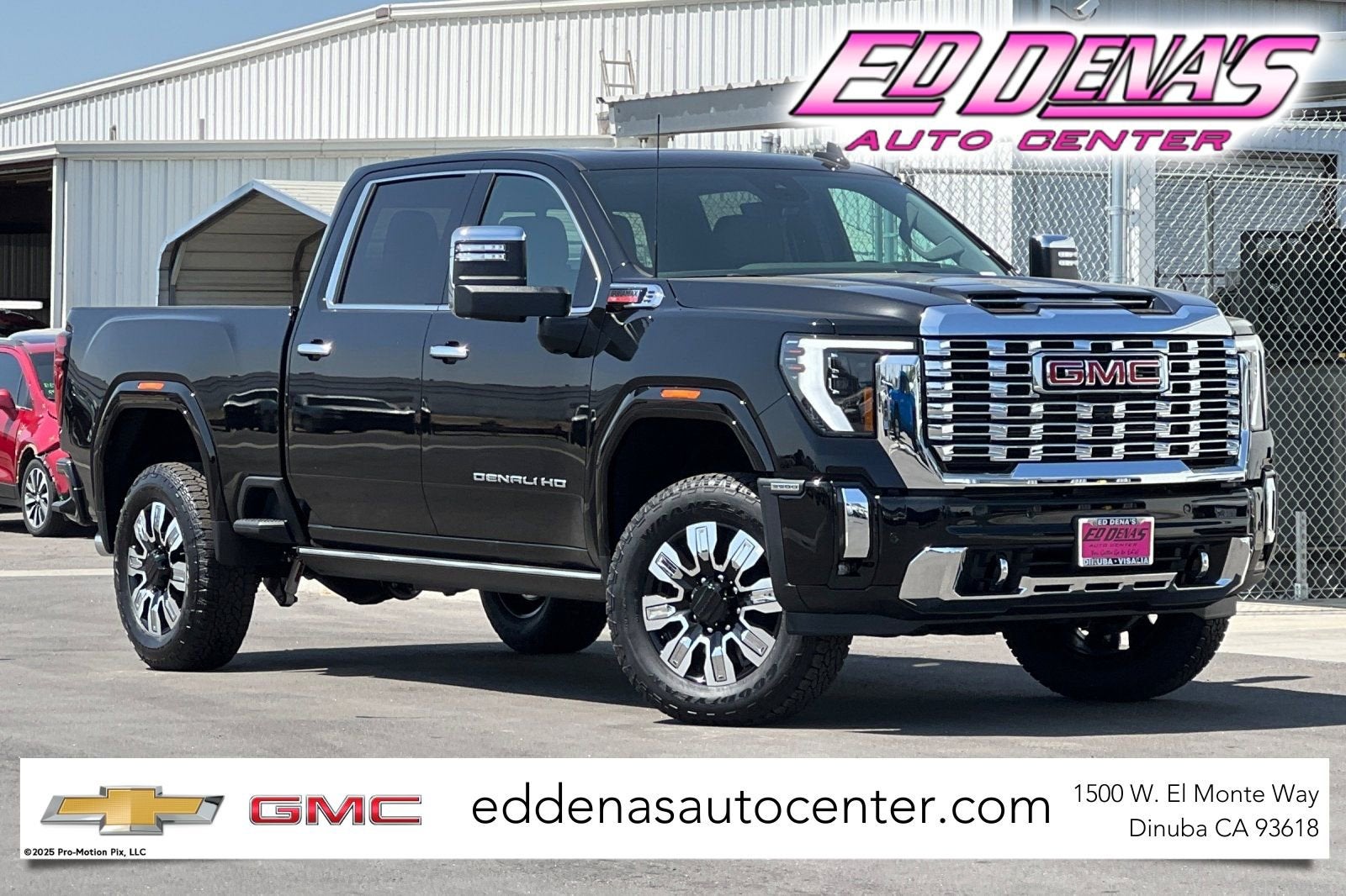 2025 GMC Sierra 3500 HD Denali in Onyx Black — front three-quarter view
