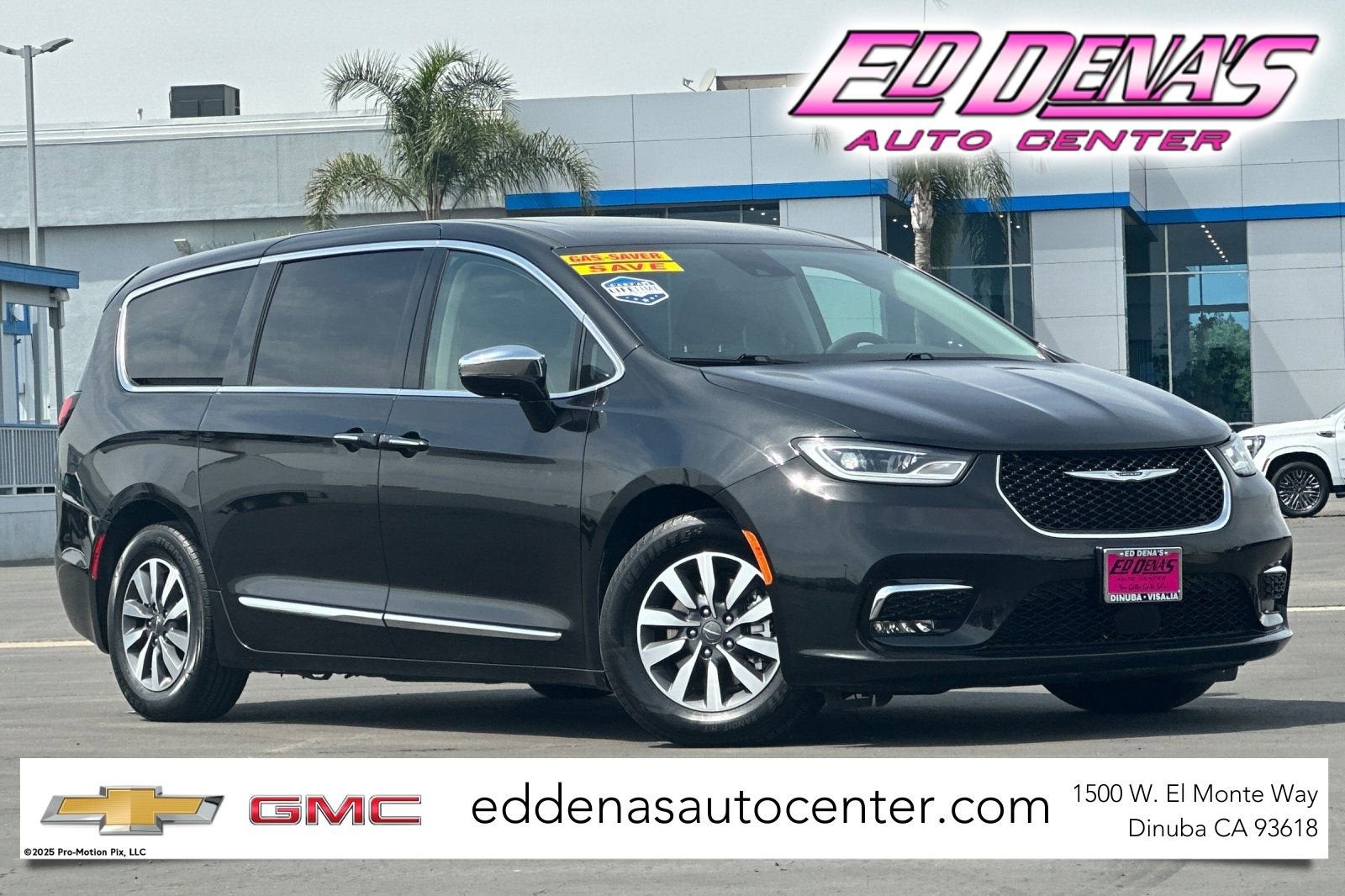 2023 Chrysler Pacifica Hybrid Limited in Black — front three-quarter view