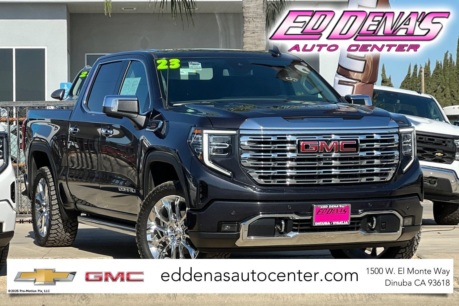 2023 GMC Sierra 1500 Denali in Titanium Rush Metallic — front three-quarter view
