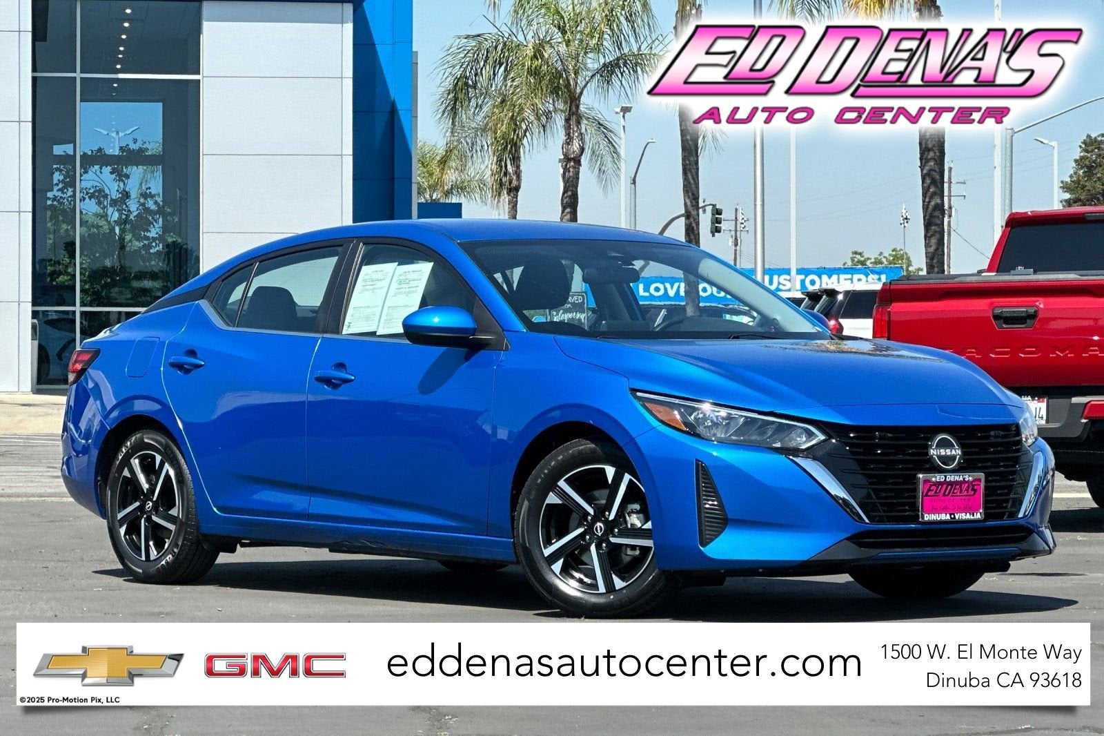 2025 Nissan Sentra SV in Blue — front three-quarter view