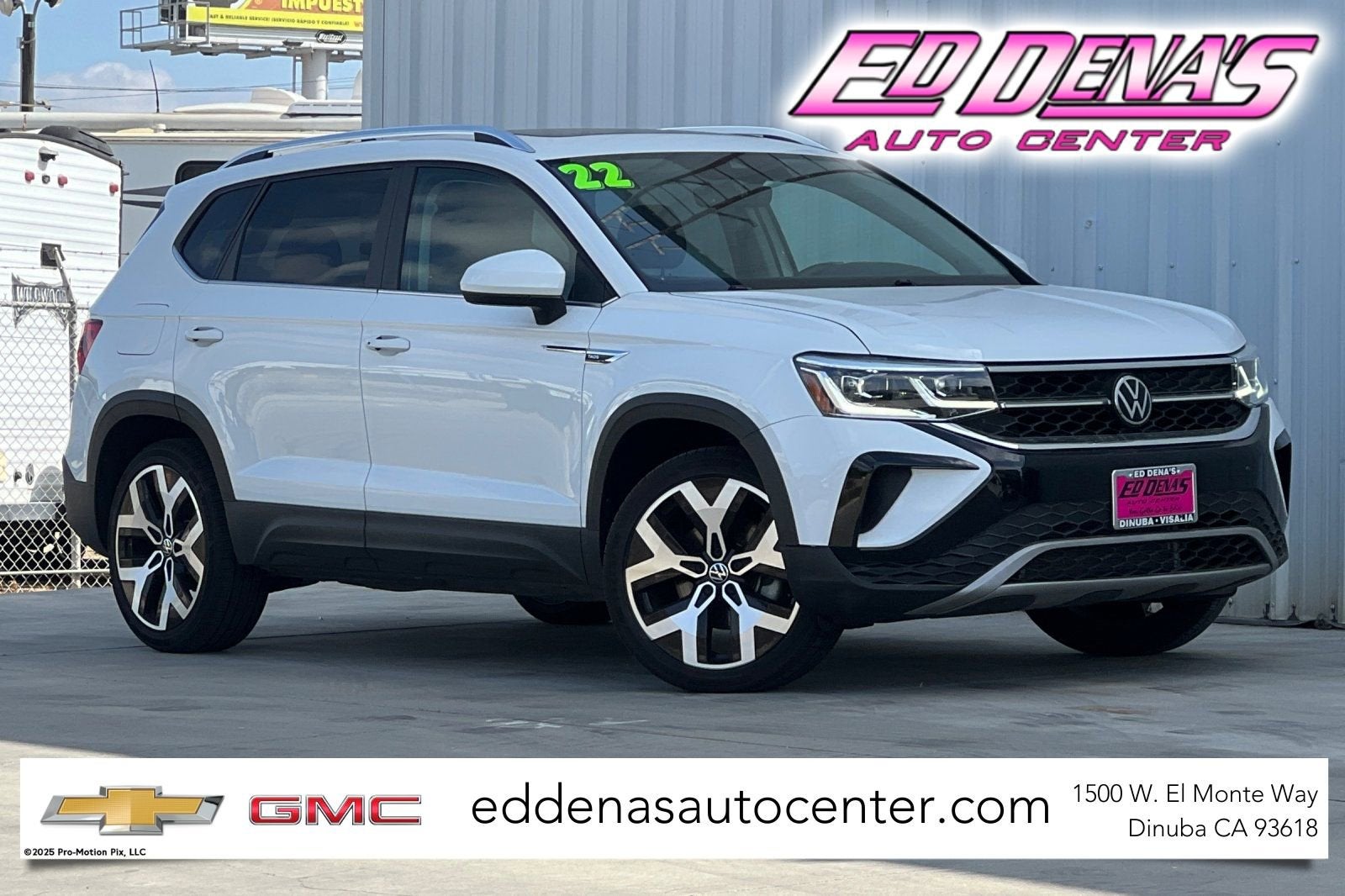 2022 Volkswagen Taos SEL in White — front three-quarter view