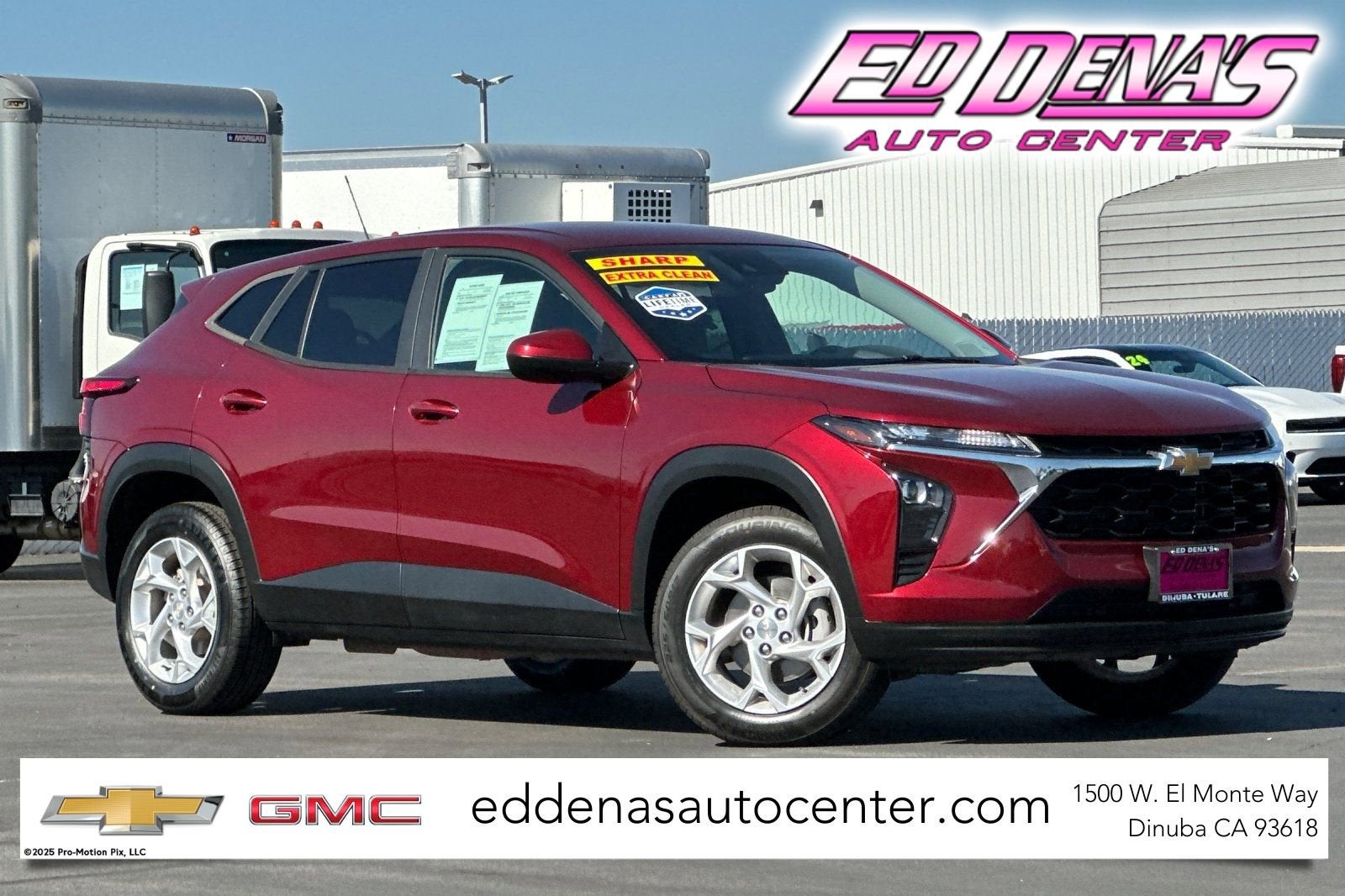 2024 Chevrolet Trax LS in Crimson Metallic — front three-quarter view